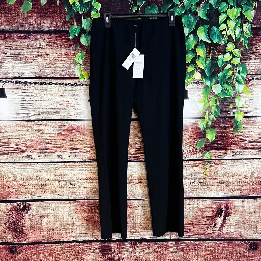 Eileen Fisher Black Straight Pant 6P Petite Polished Twill Pants Slacks Workwear